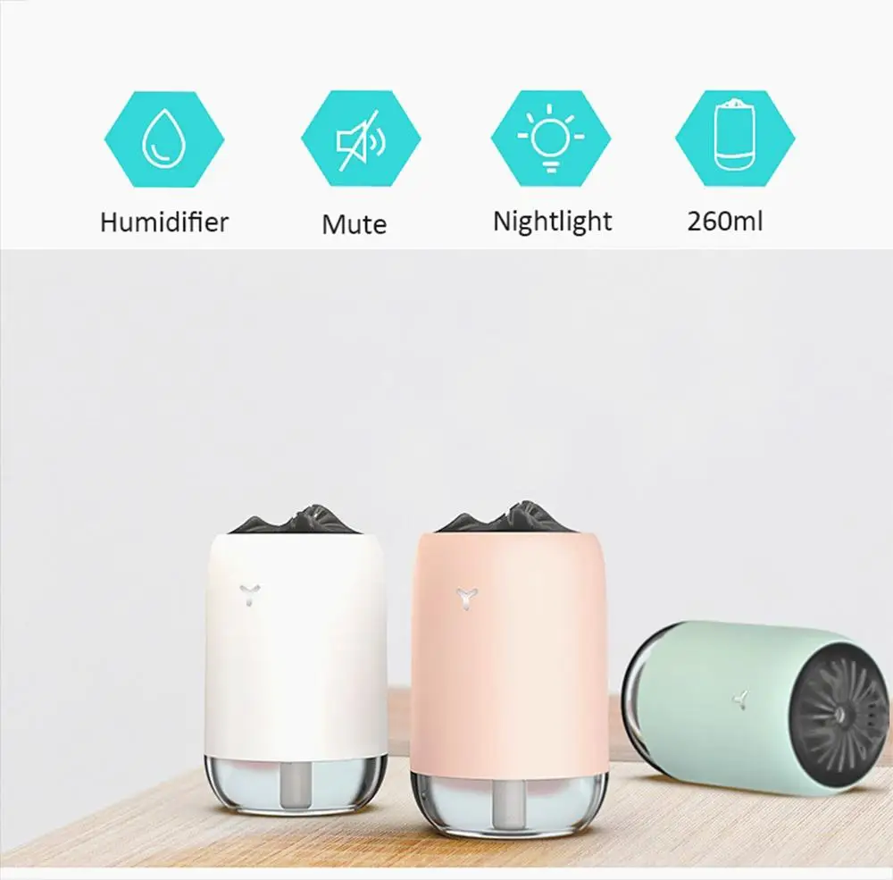 

USB Air Humidifier with colorful LED Light Home Car Mini Ultrasonic Cool Mist Water Diffuser Humidificador Mist Maker Fogger