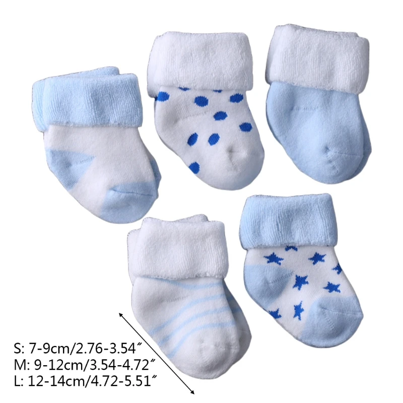 

5 Pairs Warm Baby Socks Autumn Winter Boys Girls Foot Sox for 0-3Years Thicken Cotton Terry Newborn Toddler Stockings