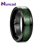 Nuncad 8 мм кольцо с зеленым цирконом и драконом из углеродного волокна 100% карбида вольфрама обручальные кольца черного цвета мужские ювелирные изделия