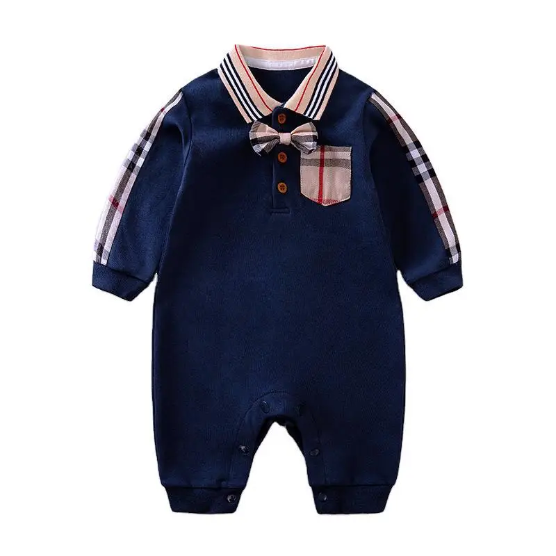 

Baby Clothes During The Spring And Autumn Winter New Quilted Render Gentleman Male Baby Romper Suit Clothes Rompers Boys clothe