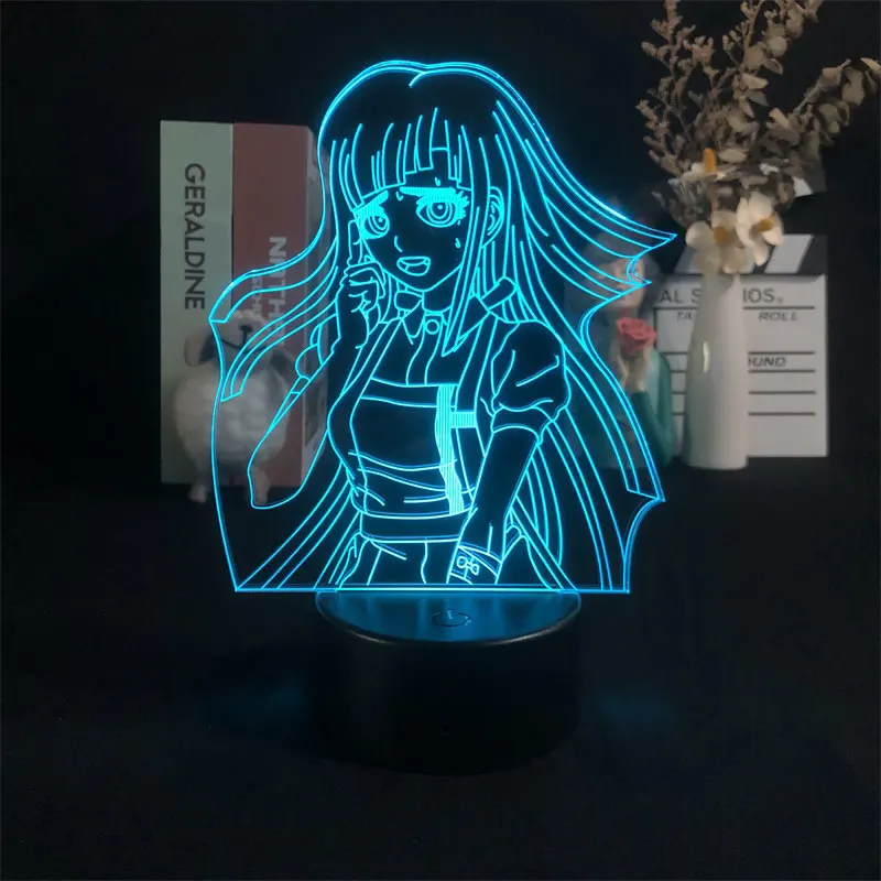 

3D Night Light Alarm Clock Base Lamp Color with Remote 3d Lamp Danganronpa Mikan Manga Japanese Anime Dropship Decor Gift