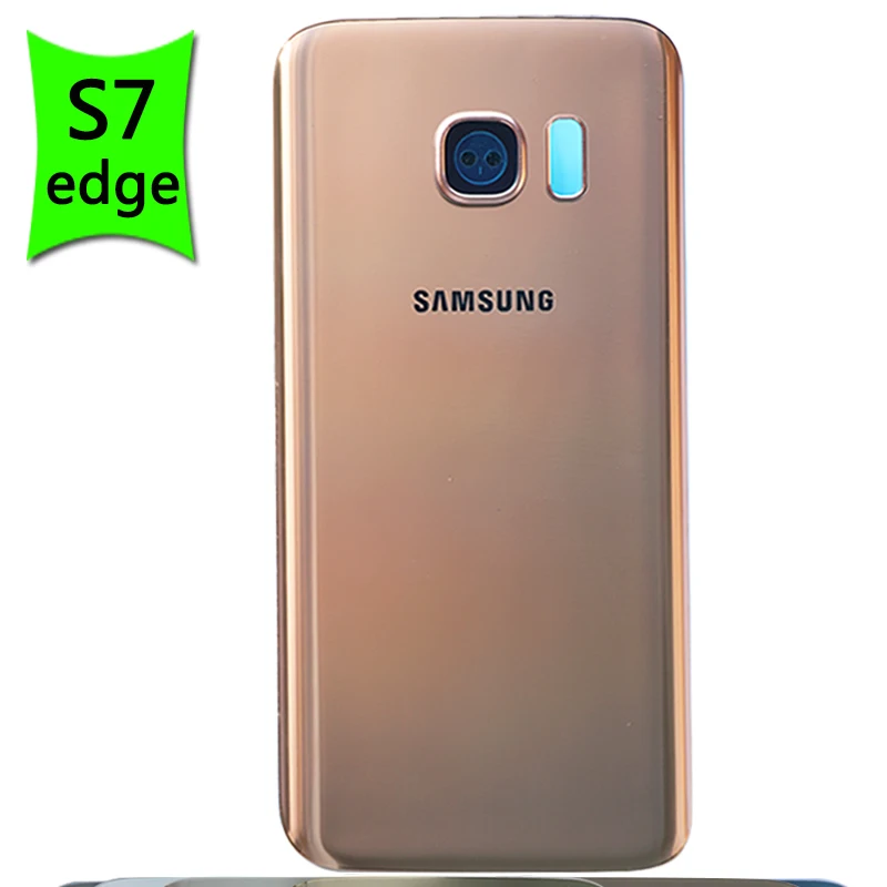 Чехол для аккумулятора S7 для samsung Galaxy S7 G930F/S7 edge G935F задняя крышка Задняя стеклянная дверная панель Корпус чехол - Цвет: S7 edge Pink Lens