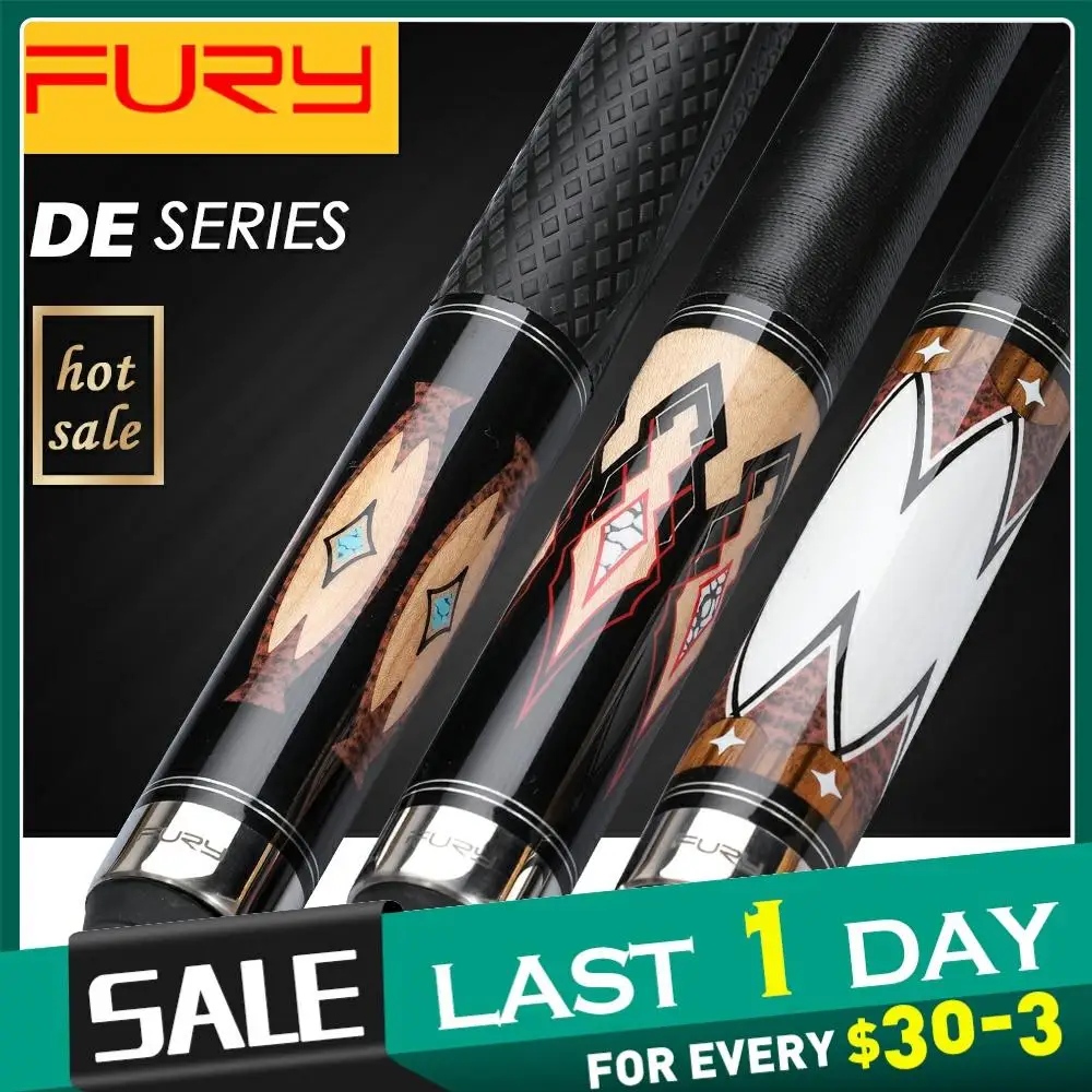 

Fury Billiard Pool Cue DE Series 11.75mm 13mm Tiger Tip 147cm Length High Quality Maple Shaft Professional Billard Cue Stick