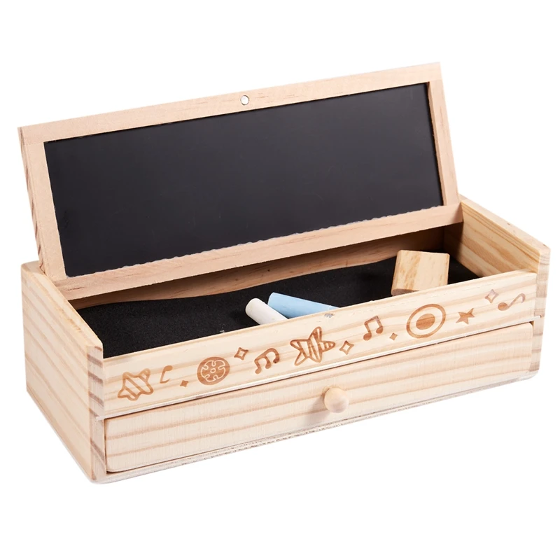 

Multifunctional School Pencil Holder Pen Case Vintage Wooden Box Stationery Bag Wood Color
