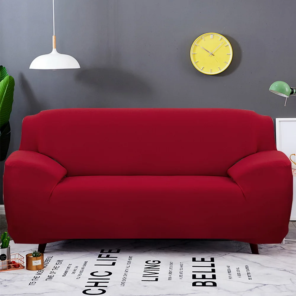 Одноцветный эластичный чехол для дивана хлопковый полноразмерный стрейч