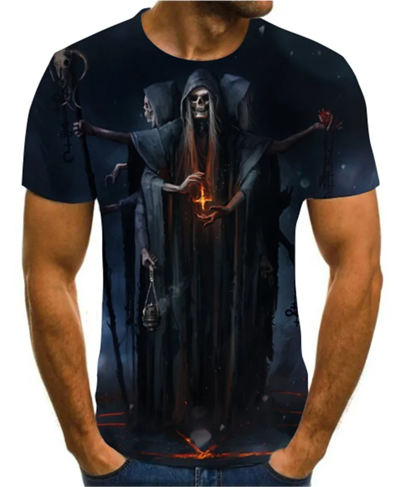 

2021 New 3D Fashion Skull Tshirt Quick Drying Clothes Creative Design Cartoon T shirt Simple Summer Cool Fashion Streetwear