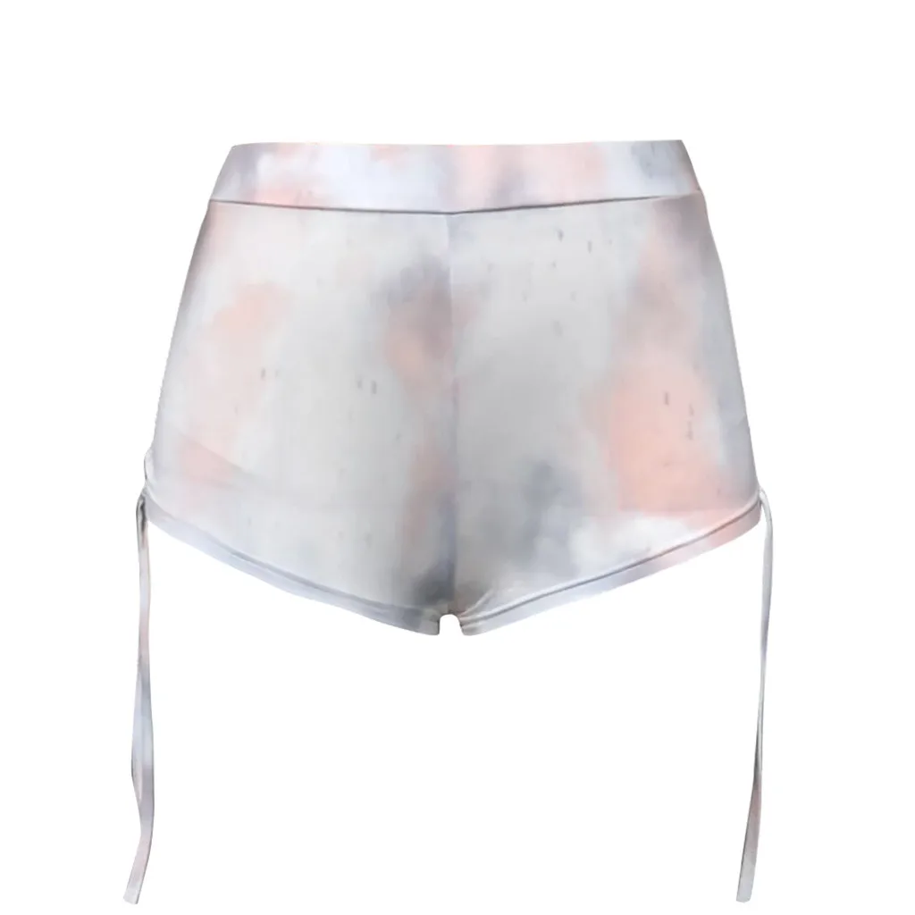 

Women Summer Short Pants 2020 Contrast Binding Side Split Elastic Waist Patchwork Casual Beach Micro Shorts Body Tie-dye Shorts