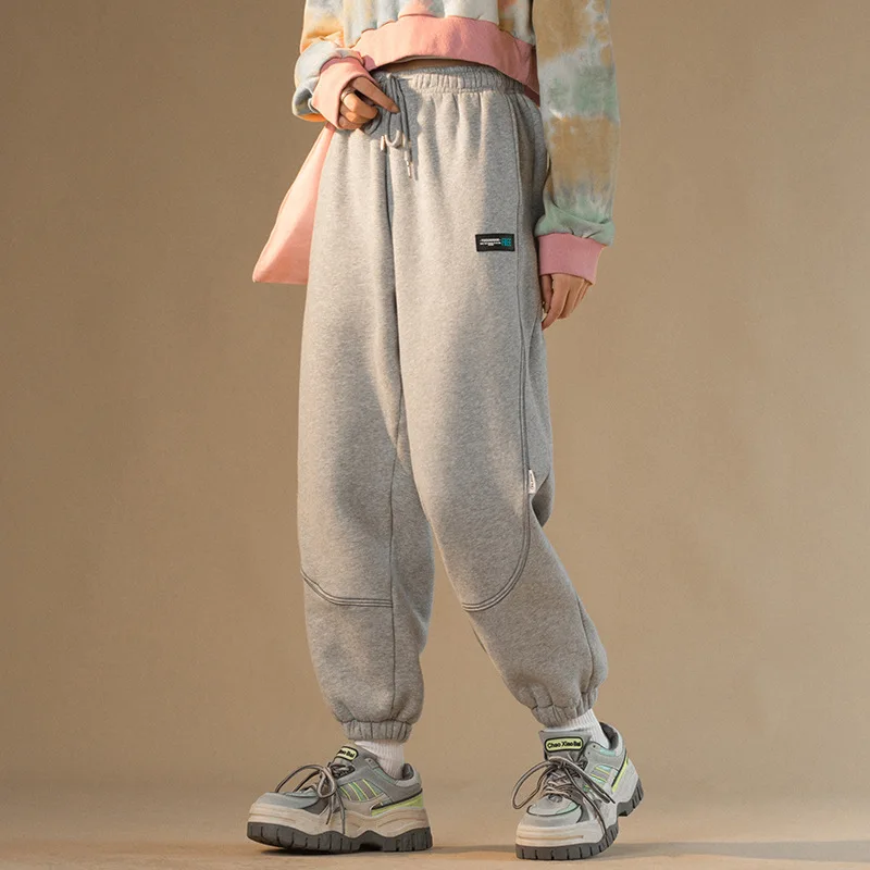 

Женские штаны, свободные спортивные штаны, брендовые Лоскутные женские уличные хлопковые махровые модные брюки-Капри с эластичной резинко...