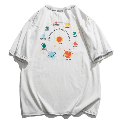 

han Men's short-sleeved T-shirt summer creative printing couple loose round neck half-sleeved tide brand casual t-shirt