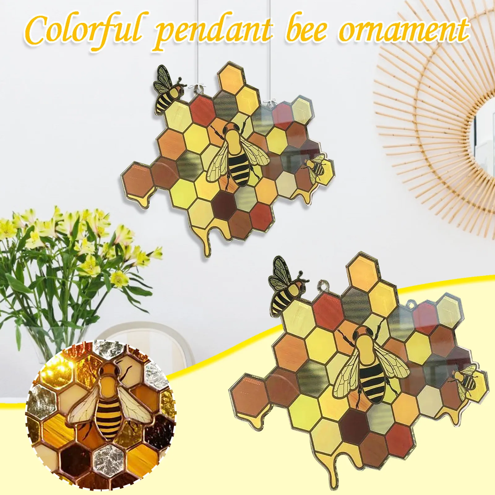

Подвесное украшение в виде пчелы, знак на день Счастливой Пчелы, подвесной знак, комнатные и уличные дверные подвесные украшения, декоратив...