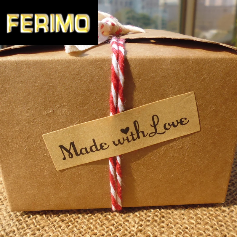 

108 шт. Сделано с любовью из крафт-бумаги печать Стикеры s Изделия из бумаги ручной работы этикетки точки упаковки Стикеры