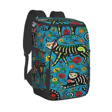 Large Cooler Bag Thermo Lunch Picnic Box Calavera Sugar Skull Cats Insulated Backpack Fresh Carrier Thermal Shoulder Bag