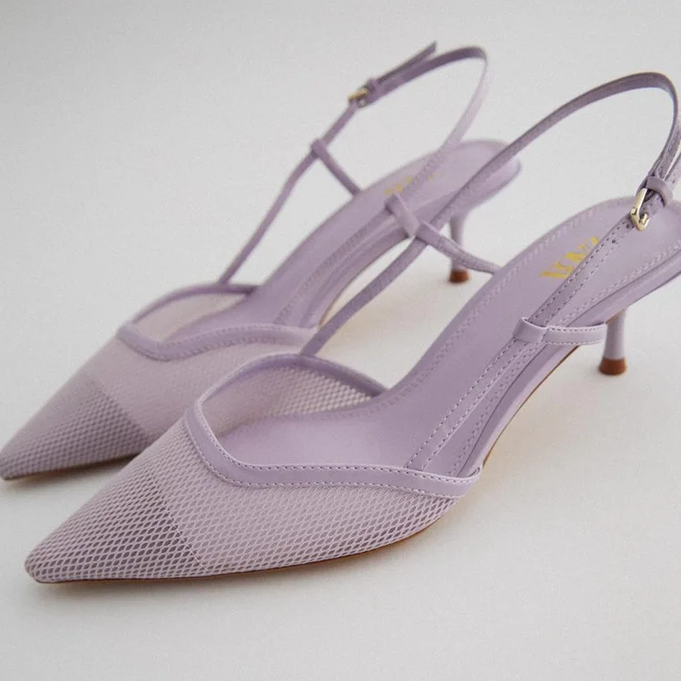 

ZAR Woman 2021 Shoes High Heels Spring Summer Pointed Toe Mesh Sexy Outer Wear Stiletto Muller Sandals Women Plus Size 35-42
