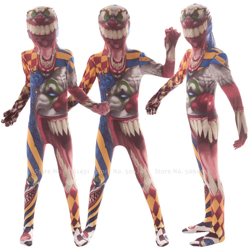 Хэллоуин Дети ужас 3D принт зомби кровавый Zentai дьявол клоун Скелет Детский комбинезон карнавальные вечерние страшные костюмы для косплея
