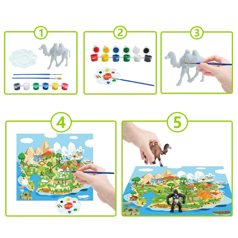 

28Pcs DIY Graffiti Painted Animal Model Hand Coloring Game Pad Set Children Toys