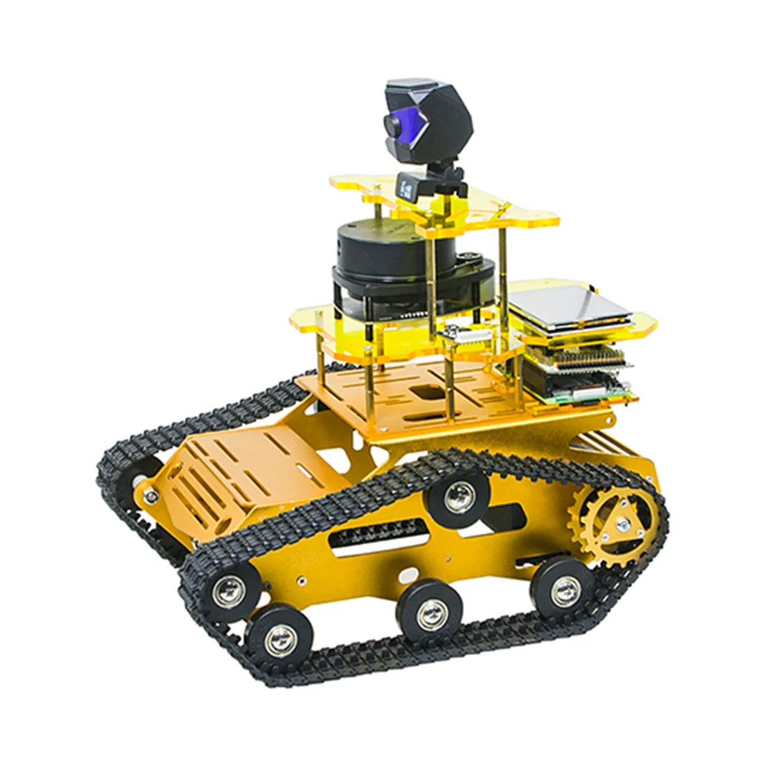 Yellow DIY умный программируемый робот танк шасси автомобиля с лазерным радаром для Raspberry Pi 4(2G) для детей взрослых подарок-черный - Цвет: Yellow