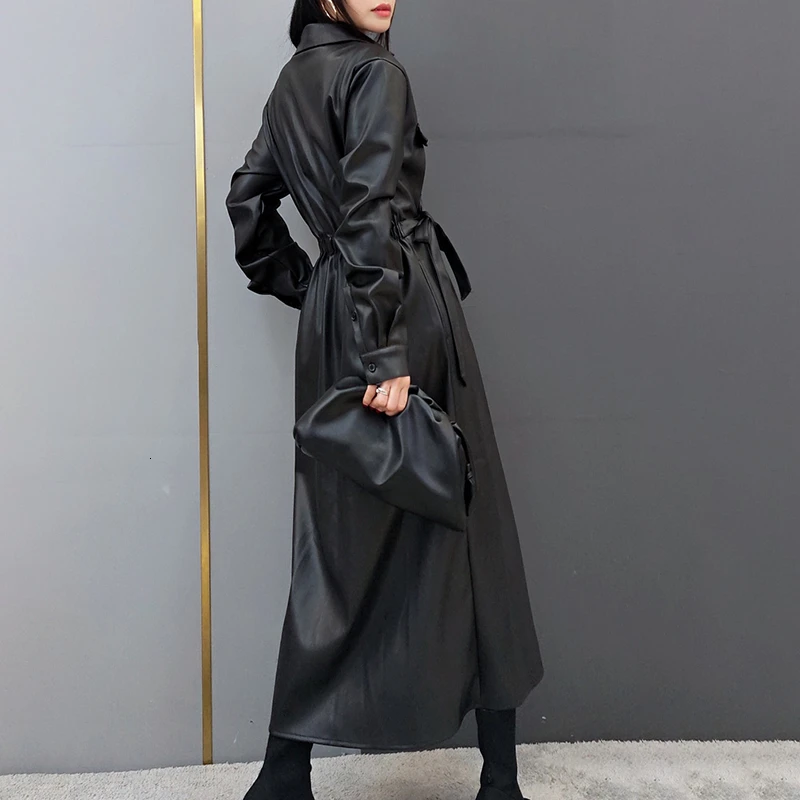 TWOTWINSTYLE Асимметричное пальто из искусственной кожи для женщин воротник с