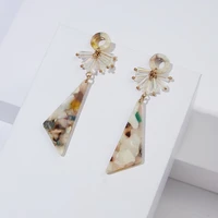 acrylic korean fashion geometric round crystal acetate dangle womens earring jewelry gift wholesale trendy ear stud