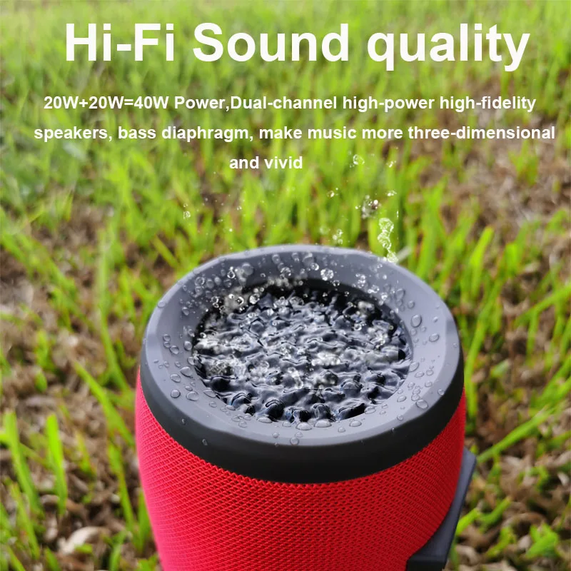 

Bluetooth Speakers High Power 40W Waterproof Portable Column For PC Computer 3D Stereo Subwoofer Boom box Music Center FM Radio
