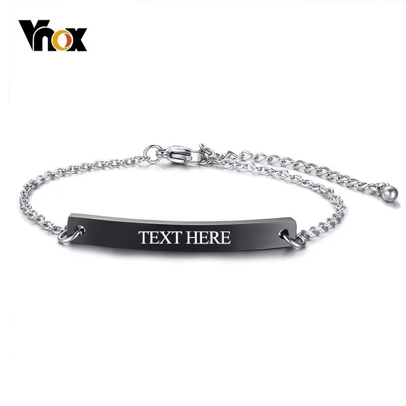 Vnox бесплатная пользовательское имя Дата тонкий тег Браслеты для женщин Девушка