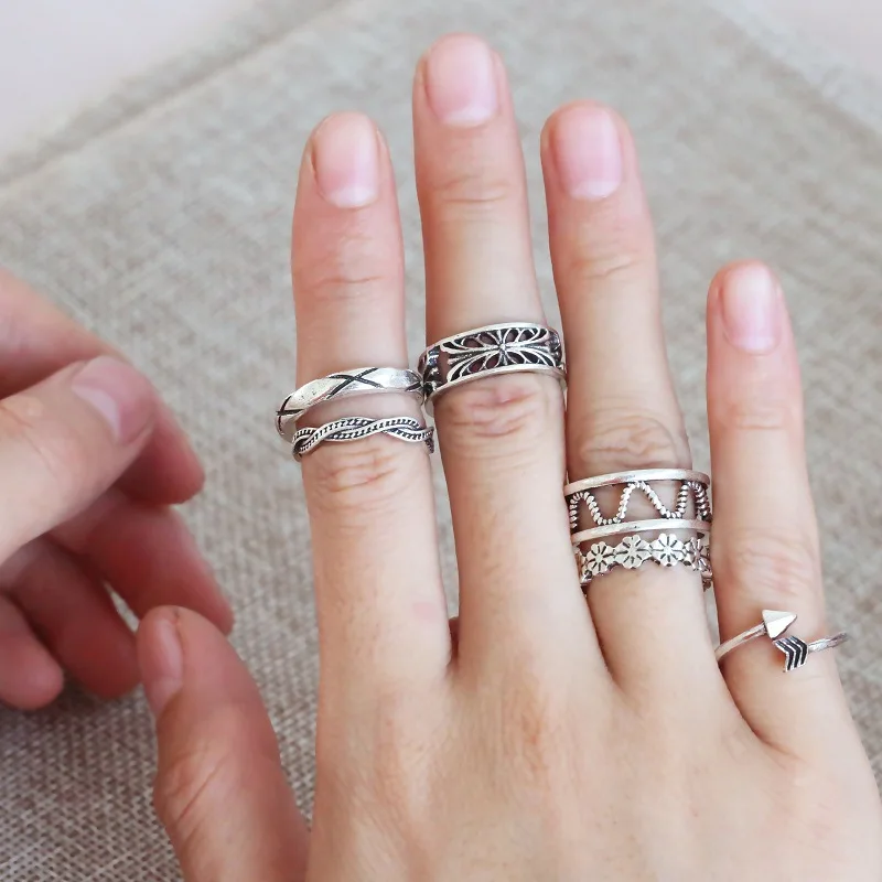 1 Набор Продам Звездная ночь блестящие винтажные кольца костяшки женские с