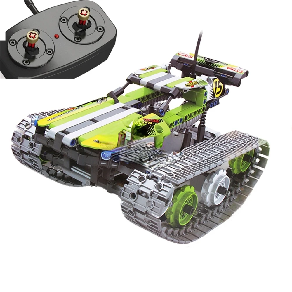 

353 деталей военный гусеничный Танк трюковый автомобиль с дистанционным управлением электрические строительные блоки детские игрушки