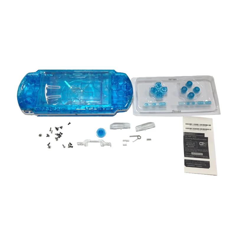 transparent blue Чехол в виде ракушки для sony psp 3000 psp 3000 в виде ракушки, старая версия игровой консоли, полный корпус, чехол с кнопками, набор отверток - Цвет: transparent blue