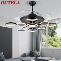 outela new ceiling fan lights modern black led lamp remote control without blade for home dining room restaurant
