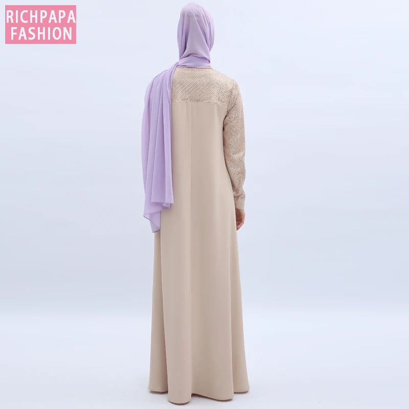 Шифоновые блестки Abaya Дубай мусульманский хиджаб платье кафтан Abayas женская