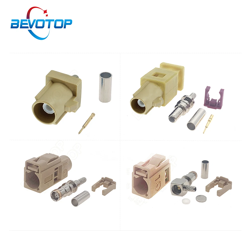 

2PCS/LOt Beige Fakra I Female Jack RAL 1001 RF Coaxial Connector Soldering Wire Connectors for RG316 /RG174 Pigtail Cable