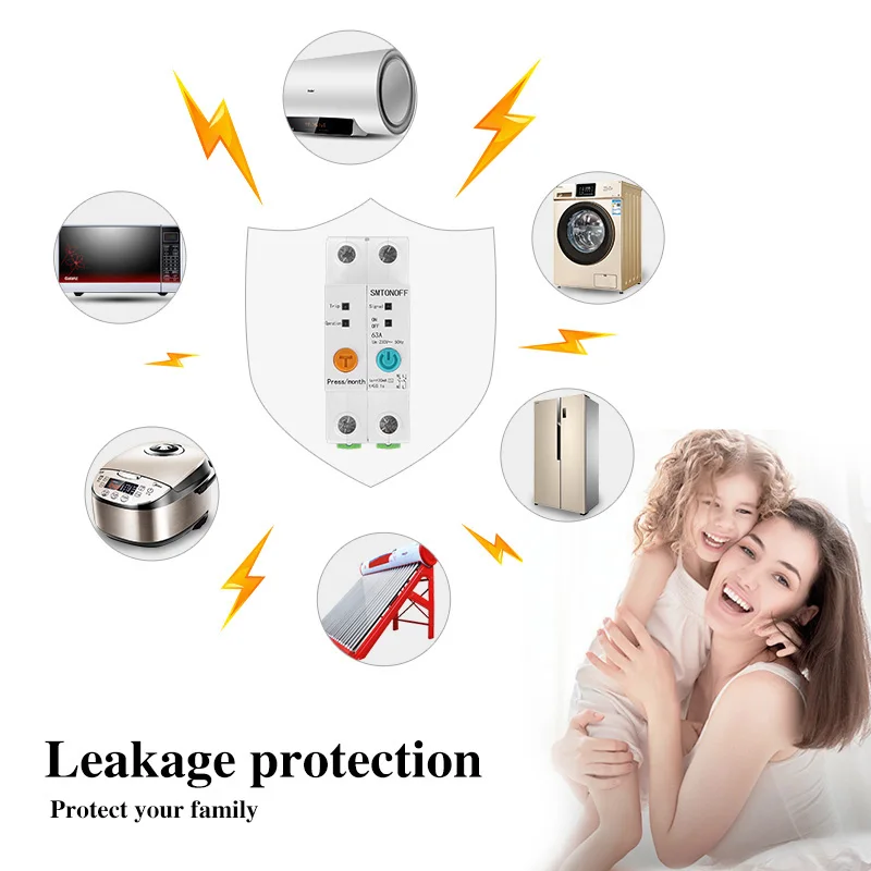 EWelink Single Phase Din Rail WIFI Smart Energy Meter Leakage  Protection Remote Read  KWh Meter Wattmeter Voice Control Alexa