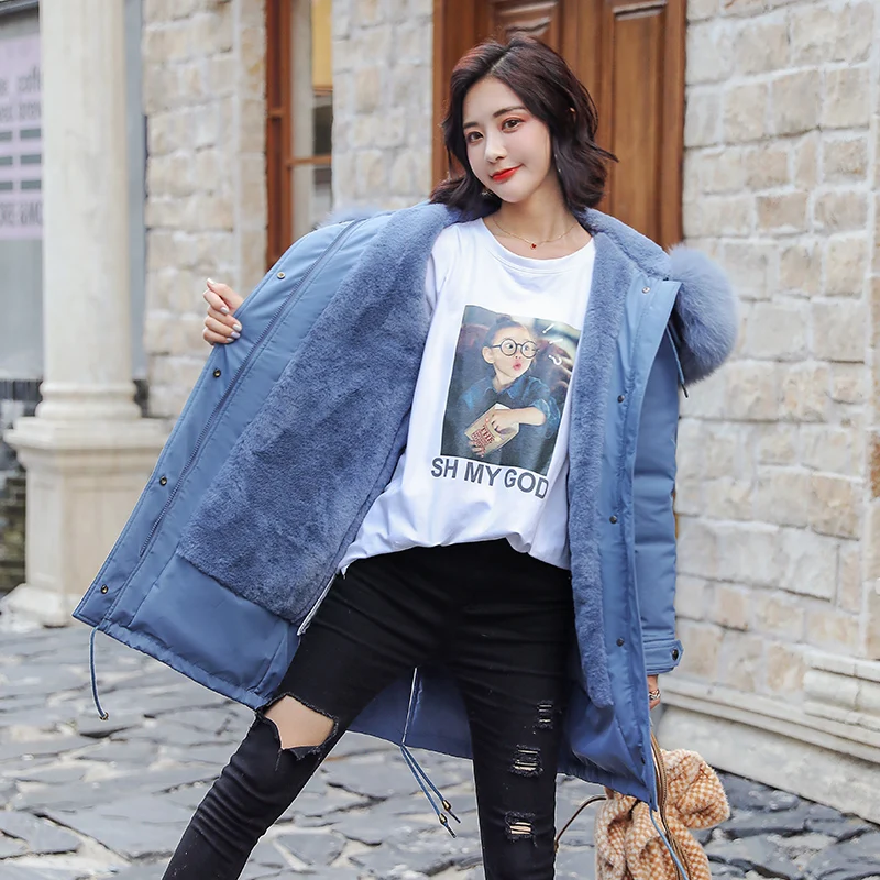 

Winter Jacket 2019 New Women Long Jacket Big Fur Collar Women Parka Outerwear Female Hooded Thicken Plus velvet Warm Jacket Coat