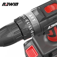 nawin 20v cordless drill impact electric screwdriver dc lithium ion battery 3 functions adjust led power tool