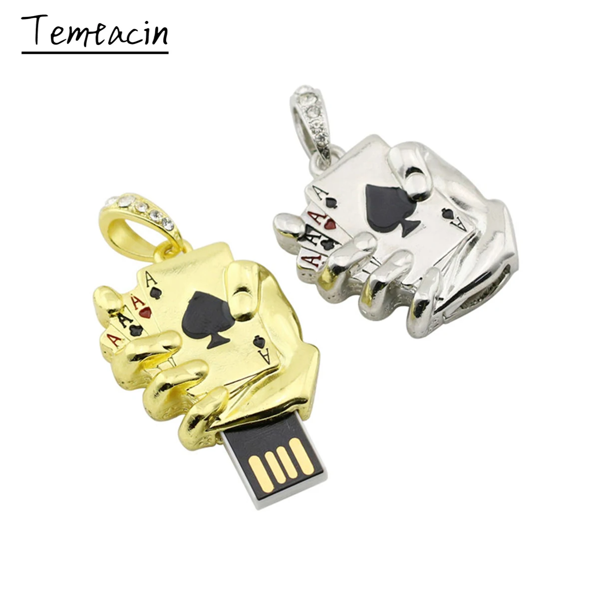 

Funny Pen Drive Metal Necklace Poker USB Flash Drive 8GB 16GB 32GB 64GB 128GB 256GB USB 2.0 Flash Memory Disk Storage USB Stick