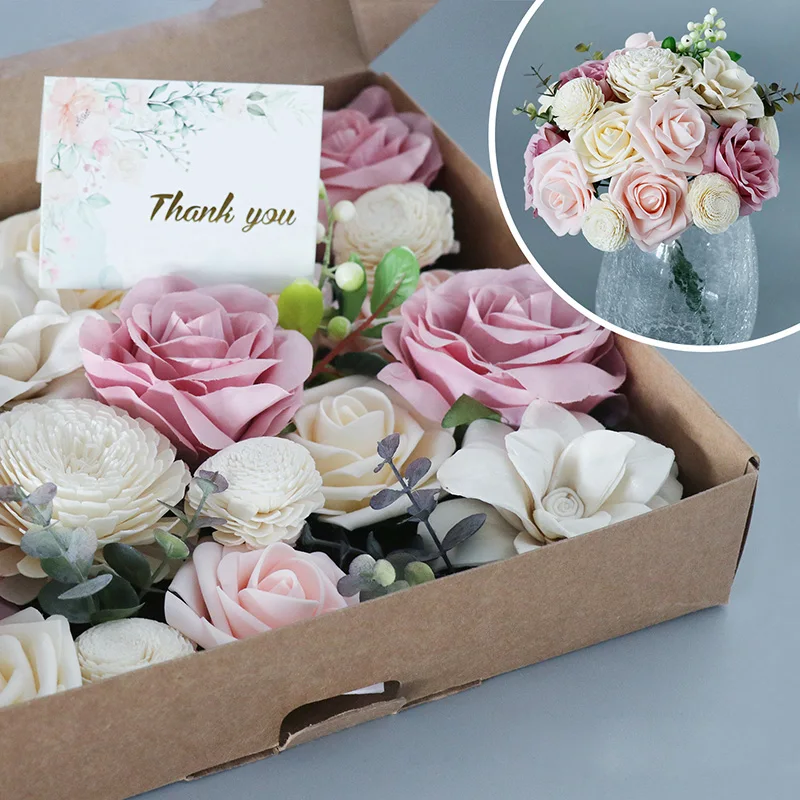 

Artificial Rose Gift Box Peony Hydrangea Flowers Mother's Day Romantic Valentines Day DIY Wedding Arch Decor Bouquet Wreath