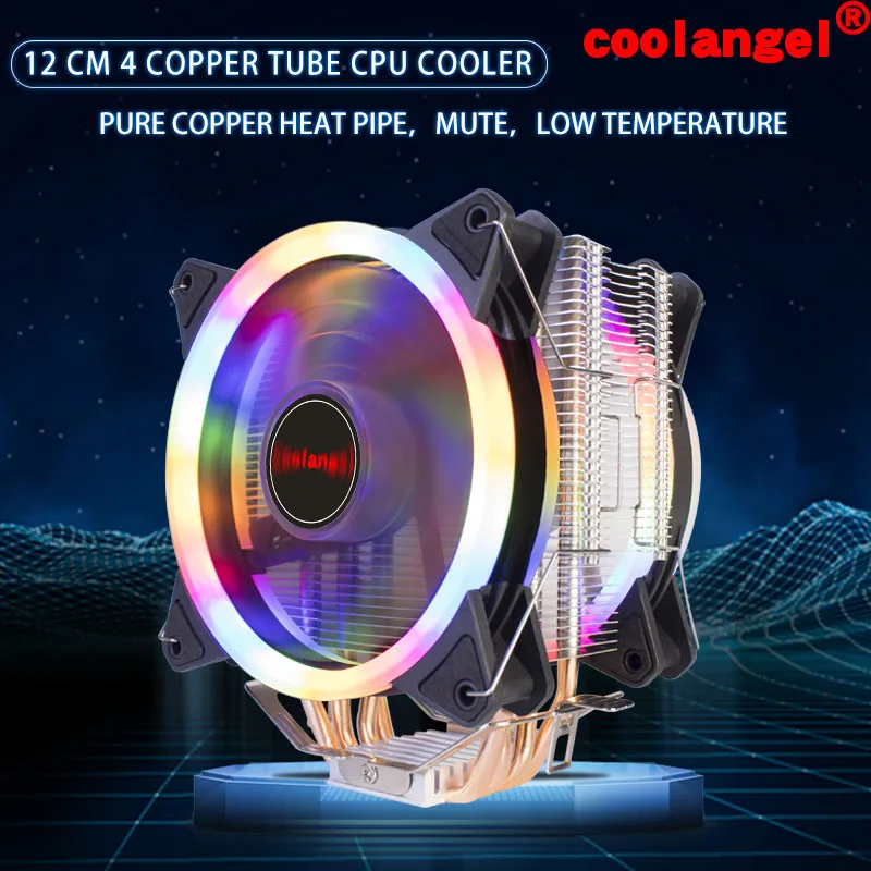 

X79 X99 CPU Cooler 4 Heat Pipes 120mm 4 Pin PWM RGB for Intel LGA 1200 1150 1151 1155 1356 1366 AM4 AMD3 CPU Cooling Fan PC Quie