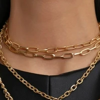 high end pvd finish stainless steel jewelry chunky punk style link chain toggle necklace for women 4mm