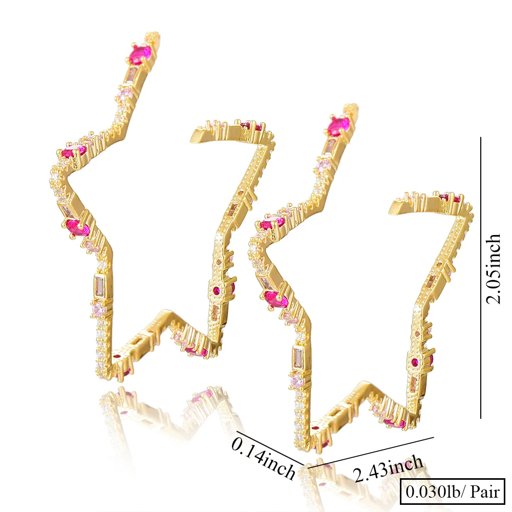 

missvikki Romantic CZ Charm Style Big Star Earrings for Women Girl Bridal Wedding Party Daily Jewelry High Quality Super Gift