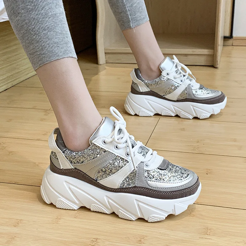 

2021 Sneakers Woman Breathable Sequined Shoes Women Sneakers Black Glitter Sneakers zapatillas mujer Platform sneakers tenis