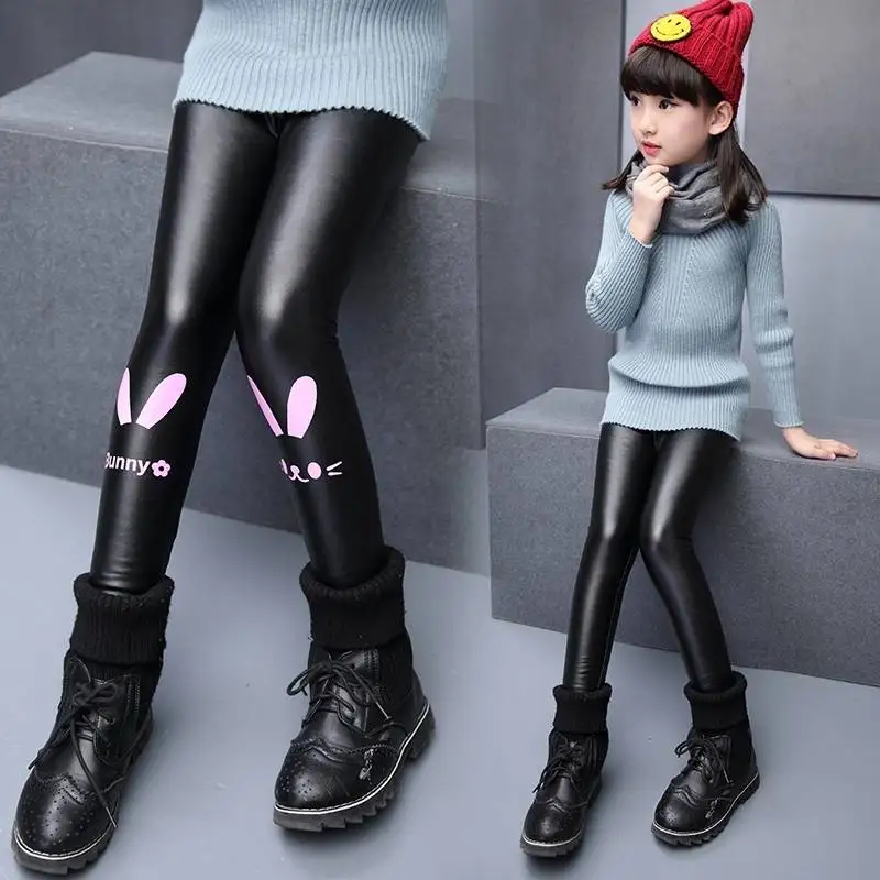 VFOCHI/Новые кожаные штаны для девочек зимние плотные бархатные детские с