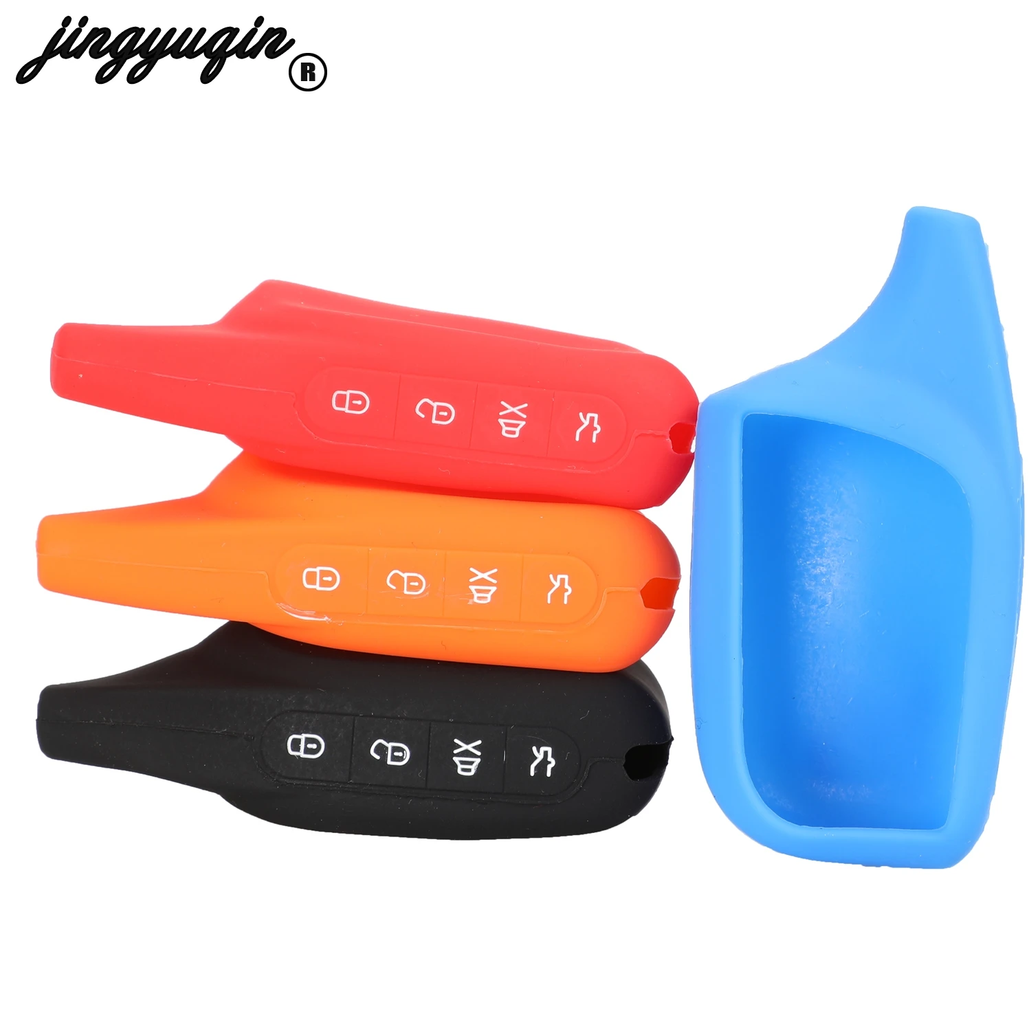 

Силиконовый чехол для ключей jingyuqing, русская версия, двусторонняя Автомобильная сигнализация, ЖК-дисплей, брелок для ключей