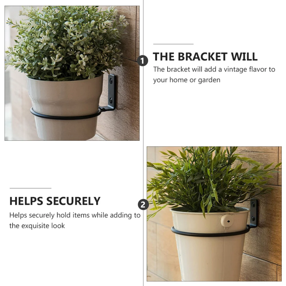 

2Pcs Wall Mounted Plant Pot Bracket Planter Wall Hook Flower Pot Hanger Holder