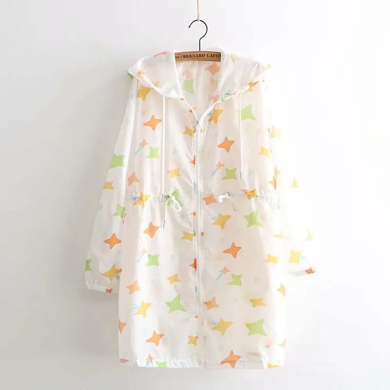 

Women Outdoor Sunscreen Windbreaker Cartoon Oversize Summer Jacket Casual Full Zipper Thin Lightweight Large Sports Hoodie