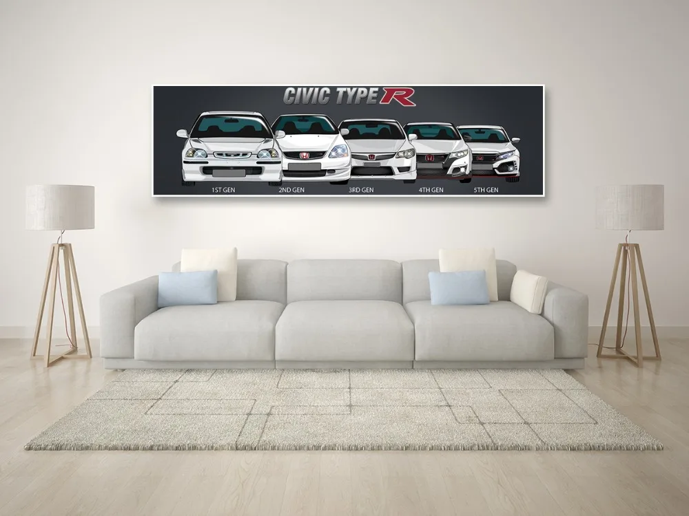 Настенная художественная Модульная картина плакат Холст Печатный Ретро Honda CIVIC