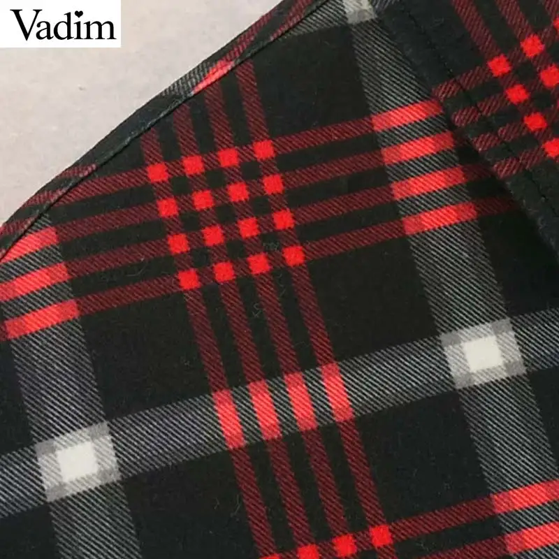 Женское элегантное платье vadim клетчатые блузки карманы декорированные рубашки с