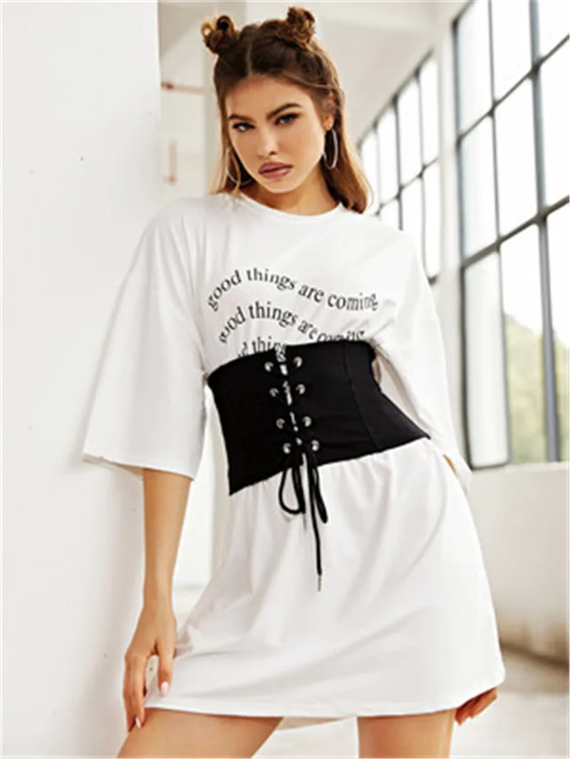 

Vintage Women Belts Corset Buttons Lace-up Steampunk Harness Stretchy Waistcoat Wide Cincher Buckle Cummerbunds 2021