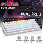 Миниатюрная Механическая игровая клавиатура Anne Pro 2 NKRO bluetooth 5.0 Type-C RGB 60%, Gateron Kailh, красно-коричневая, желтая клавиатура с переключателем