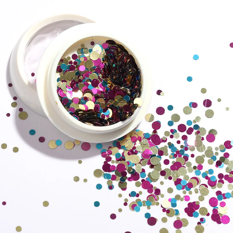 

Holographic Nail Glitter Flakes Sequin Round Sequins 12 Colors Mixed Sticker Decoration Tips Powder for Acrylic Nails Tools
