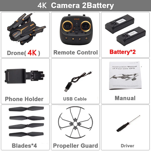 4K 2 Batteries VISUO XS812 Дрон gps позиционирование следуй за мной 4K 5G wifi FPV камера Дрон профессиональная широкоугольная камера Квадрокоптер RC Дрон VS F11 - Цвет: 4K 2 Batteries