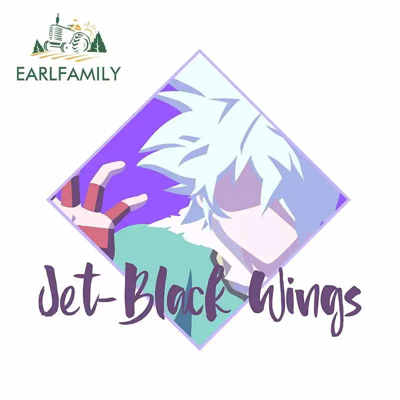 

EARLFAMILY 13cm x 12.4cm For Jet Black Wings Motorcycle Car Bumper Stickers Waterproof Decal Vinyl Material Occlusion Scratch